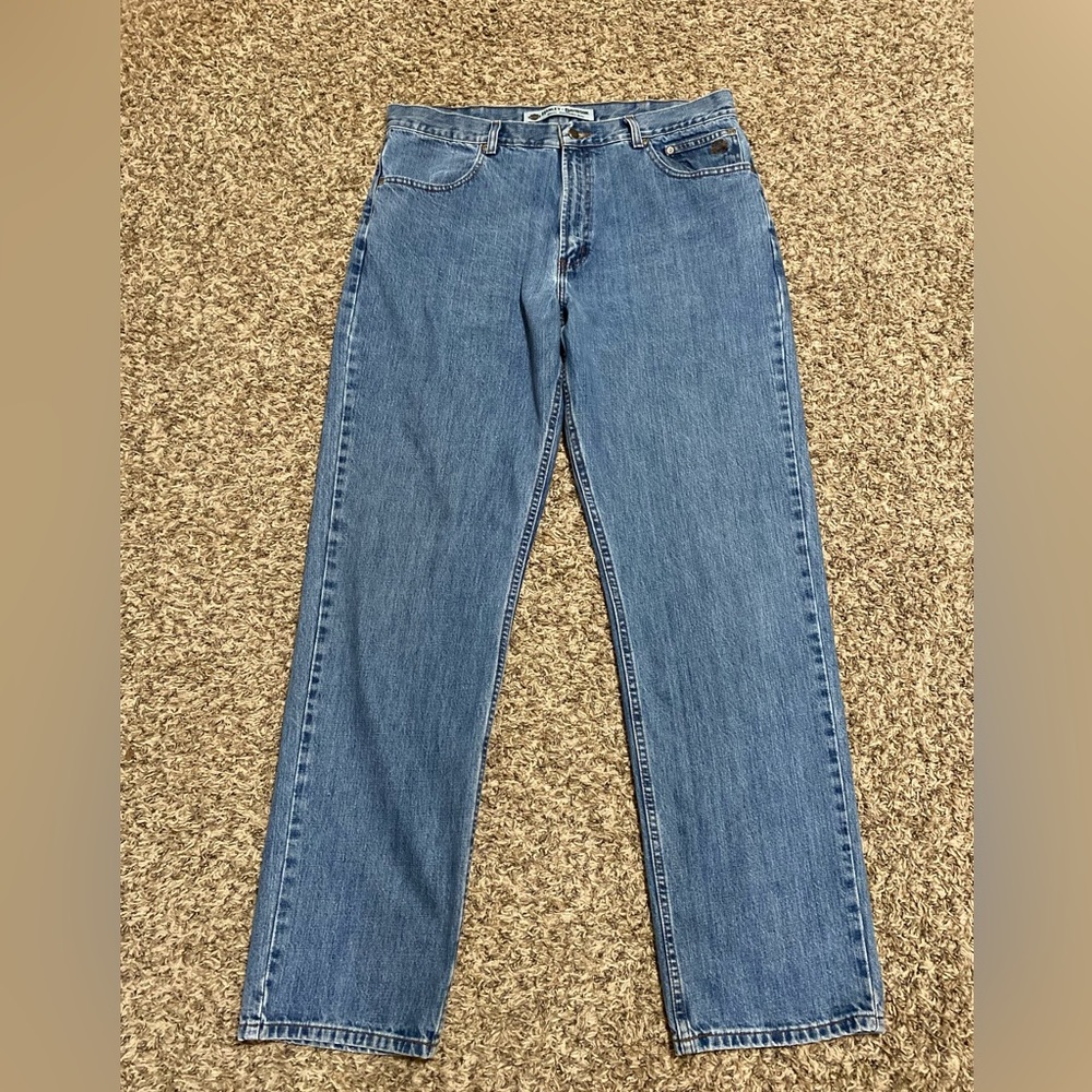 Harley Davidson Men's Jeans 38x34 Blue Medium Wash Biker Denim Excellent
